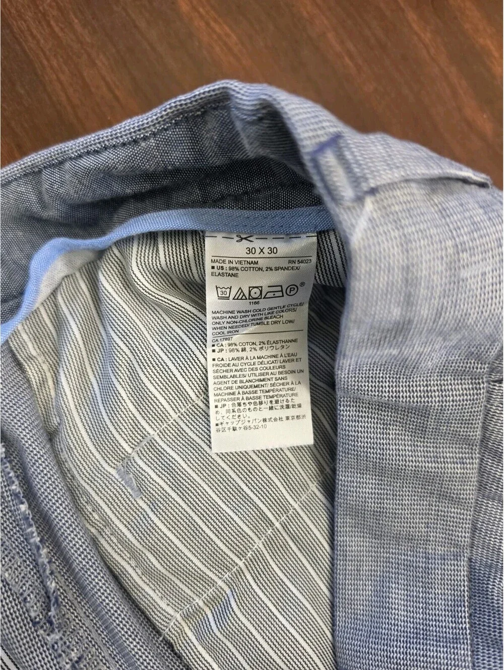 Banana Republic Mens Pants 30x30 Blue Textured Slim Fit Cotton Blend Casual